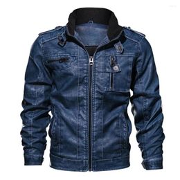 Motorcycle Apparel 2024 Fall Men's Fashion Faux Leather Stand Collar Casual Biker Jacket Lapel Diagonal Zipper Men