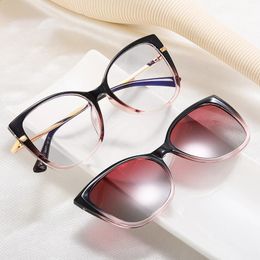 2024 Eyeglasses Brand Designer Polarised Magnet Clip Glasses Frame Mens Womens Fashion Anti Blue Optical Sunglasses Eyewear 240118