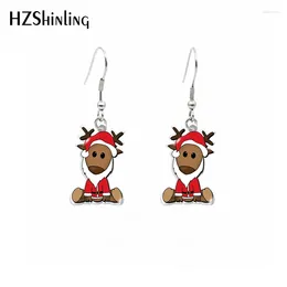 Dangle Earrings 2024 Cartoon Christmas Reindeer Earring Santa Acrylic Hook Epoxy Jewellery Gifts Friends