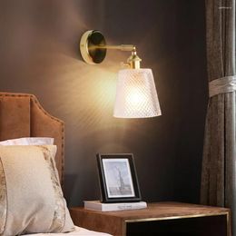 Wall Lamps E27 LED Copper Lamp Modern Glass Light With Switch Suitable For Bedroom Room Decor (90-260V)