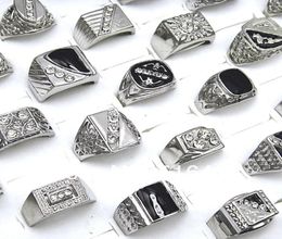 Selling 10pcs Czech Rhinestones Enamel Silver Plated Mens Rings Whole Fashion Jewelry9728966