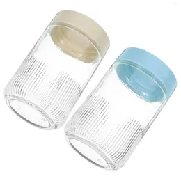 Storage Bottles 2pcs Glass Sealing Jar Airtight Can Tea Sugar Canister Kitchen Coffee