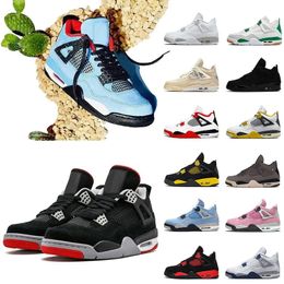 Bred 4s Mens Basketball shoes Jumpman 4 Pine Green Black Cat Pink Red Thunder Vivid Sulphur Seafoam Sail Oreo Midnight Navy Military Women Sneakers Sports Trainers