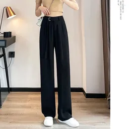Women's Pants High Waisted Suits Women Spring Summer 2024 Wide Leg Loose Office Ladies Elegant Casual Q794