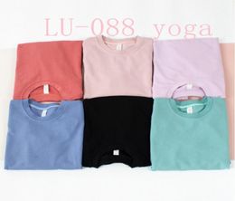 088 Autumn Winter Women Sports Longsleeved Tshirt Casual Loose Round Neck Long Sleeve Cotton Sweatshirt Yoga Shirt Gym Clothe6738775