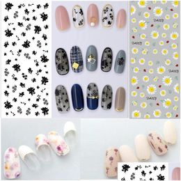 Stickers Decals Nail 2024 Design 1Pcs Daisy Water Transfer Sticker For Flower Leaf Slider Foil Tip Diy Art Decor Charm Manicure Drop D Ot9Xx