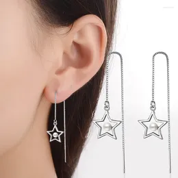 Dangle Earrings Silver Colour Earings Fashion Jewellery Pearl Pentagram For Women Classic Engagement Long Earring
