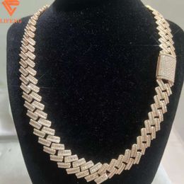 Iced Out Moissanite Diamond Cuban Link Chain Luxury Custom Hip Hop Cuban Link Necklace White Gold Ice Plated