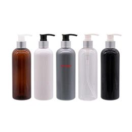 High Quality PET Cosmetic Bottle With Silver Lotion Pump Empty Plastic Liuquid Soap Container 300ml x 12 Coloured Travel Bottlegood pack Xxja