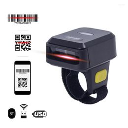 Scanners Portable 1D/2D Barcode Scanner Finger Handheld Wearable Ring Bar Code Reader Bt Wireless Wired Connexion With Offline Storag Otmzv