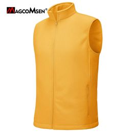 MAGCOMSEN мужские теплые флисовые куртки без рукавов весенние ветрозащитные жилеты повседневная верхняя одежда на молнии 240125