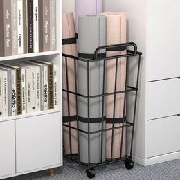 Yoga Mat Laundry Basket Home Belt Wheel Storage Baskets Carbon Steel Baking Paint Organizing Rack Large Capacity Clothes 240223