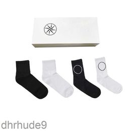 Brand Designers Mens Socks One Box of Four Pairs High-quality Cotton with Medium and Long Anti Pilling Sleeves Stone MYKN