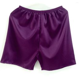 Men's Sleepwear Home Silk Satin Pajamas Shorts Comfortable Sleep Bottoms In Purple Wine Red Silver Gray And Blue Shades