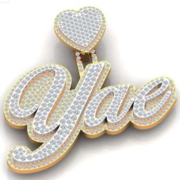 10k Solid Gold with 925 Sterling Silver Personalized Cursive Letter Name Charm Pendants Necklace