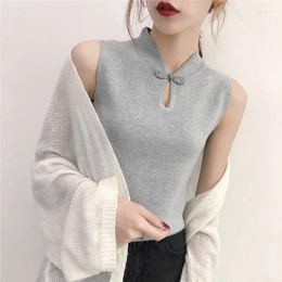 Ethnic Clothing 2024 Chinese Style Sleeveless Tang Suit Qipao Tops Women Casual Loose Blouse Retro Shirt Cheongsam Mandarin Collar Pullover