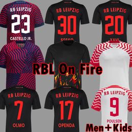 2024 RBL On Fire Kit Soccer Jerseys 23 24 Limited Edition Black Special jersey OPENDA SESKO OLMO Camiseta XAVI Maillot XAVER 2023 2024 Football Shirt HAIDARA Uniform