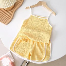 Clothing Sets 2 Pcs Baby Girls Set Summer Outfits Camisole Shorts Children Clothes Thin Casual Kids Suits For 2-6 Years Old