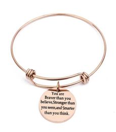 Mayforest New Stainless Steel Round Pendant Bangles Gold Colour Engraved Word 25mm Charm Bracelets Bangles Pulseras Mujer24255496563226