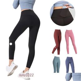 Yoga Outfit 2023 Pants Lu Align Leggings Women Shorts Cropped Outfits Lady Sports Ladies Exercise Fitness Wear Girls Running Gym Slim Otd3G