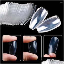 False Nails 500/600Pcs Acrylic Press On Art Tips Fl Er Clear Coffin Gel Extension System Fake Nail Manicure Tool Drop Delivery Health Ot7Ot