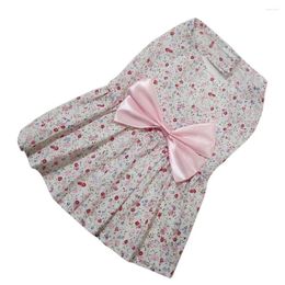 Dog Apparel Bowknot Dress Floral- Breathable Skirt Lovely- One- Piece Clothes- For Puppy ( Size )