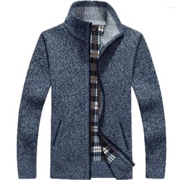 Men's Sweaters Autumn Winter 2024 Sweater Coat Faux Fur Wool Jackets Men Zipper Knitted Thick Warm Casual Knitwear Cardigan