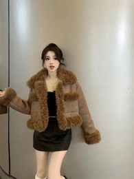 Women's Jackets Sweet Girl Faux Fur Motorcycle Jacket For Women In Autumn And Winter Loose Thickened Long-sleeved Fashion Short