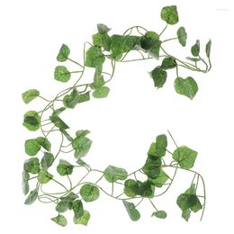 Decorative Flowers 2.0m Artficial Vine Green Plants Leaf Hanging Decor Rattan Liana Wall Leaves