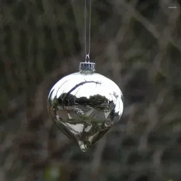 Christmas Decorations 16pcs/pack Diameter 8cm Small Size Silver Plating Glass Onion Pendant Home Decoration Day Tree Hanging Globe