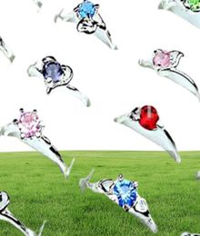New Arrival 100pcs Whole Jewellery Lots Mix Colour Czech Rhinestones Women Silver Plated Rings A12047920521477918