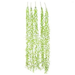 Decorative Flowers 5 Pcs Artificial Weeping Willow Fake Plant Wall Vine Hanging Plants Simulated Glue Leaves