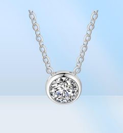 Fashion High Quality Real 925 sterling silver Pendant Charm circle necklace lady girls love gift tiny cubic zirconia jewellry acce7751181