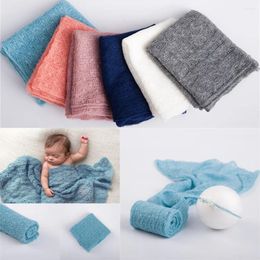 Blankets 2pcs Born Baby Infant Blanket Po Shoot Wrap Cloth Headdress Pography Background Prop For Boys Girls Pographic Studio