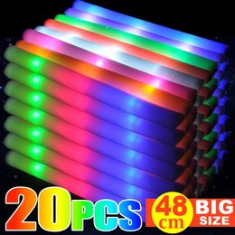 LED Glow Sticks Colorful RGB Fluorescent Luminous Foam Stick Cheer Tube Glowing Light For Wedding Birthday Party Props Wholesale 240122
