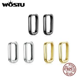 WOSTU 925 Sterling Silver Simple U Shape Hoop Earrings Black Rose Gold Statement Earring Wedding Gift Minimalism Women Jewellery 240119