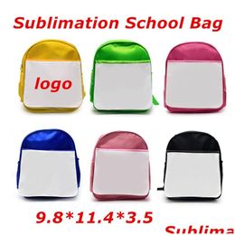 Sublimation Blanks Wholesale Sublimation Children School Bags White Blank Heat Transfer Oxford Fabirc Kids Backpack Diy Waterproof Lar Dhscr
