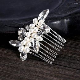 Hair Clips Leaf Crystal Comb Peals Rhinestone Bridal Hairpins Tiara Wedding Accessories Head Jewelry Headwear