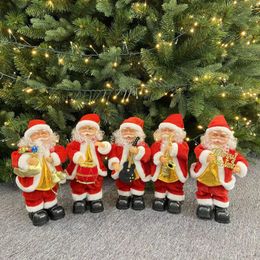 Christmas Electric Santa Claus Toys Kids Cartton Musical Instruments with Music Xmas Doll Decoration Gift for Children 240131