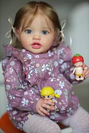 NPK 24Inch born Baby Toddler Doll Reborn Lottie Princess Girl lifelike Soft Touch 3D Skin Art Doll with Hand Root Hair 240131