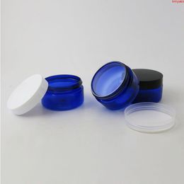 30 x 100g Travel Empty Blue cream jar with Plastic white black clear lids and pet seal 100ml PET Jar Cosmetic Containerhigh qualtity Alhtt