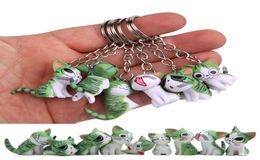 Mini Cat KeyChain Women Girl KeyRing Car Trinket Couple Key Chains Dolls Kids Toy Key Ring Charms Pendant 18pcslot whole3129565