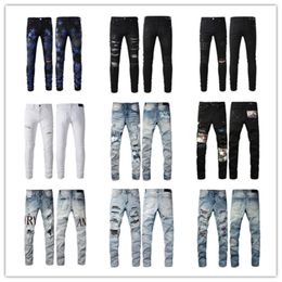 New Men's Jeans Fashionable Tight Straight Fit Split Jeans Elastic Casual Elastic denim Pants Classic Pants Amirs