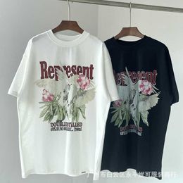 Men's T-shirts Represnet-shirt Peace Dove Flower Print American Couple Loose and Casual Summer Short Sleeved Mens T-shirt X5a0
