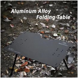 Camp Furniture Outdoor Portable Folding Table Cam Aluminium Alloy Tactical Barbecue Picnic Drop Delivery Sports Outdoors Camping Hiking Othf5