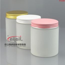 250ml DIY Empty Plastic clear Frosted PET Jar with Gold/pink/white Aluminium Metal Cap,250g Cream Container Foot Mask Packagingbest qty Iokcs