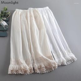 Women's Pants Vintage Embroidery Lace Women Cotton Linen Summer Japanese Kawaii Mori Girl Solid Colour Loose Casual Cropped Trouser