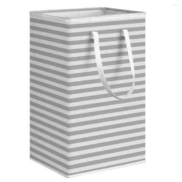 Jewellery Pouches 75L Large Laundry Basket Foldable Clothes Storage Stripe Toys Bag With Extended Handle -Gray