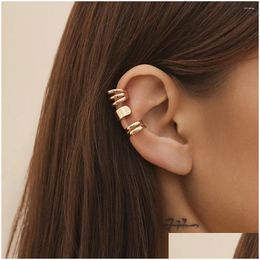 Clip-On Screw Back Backs Earrings Purui Trendy Geometric Clip Set For Women No Piercing Fake Cartilage Ear Cuff Girls Party Jewellery Dr Otn1O
