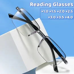 Sunglasses Anti Blue Light Presbyopia Glasses Fashion Business Frameless Trimmed Reading Ultra Elderly